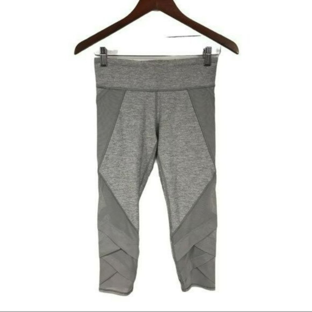 Ivivva by Lululemon for Girls Heather Grey Mesh Crop Leggings, 14